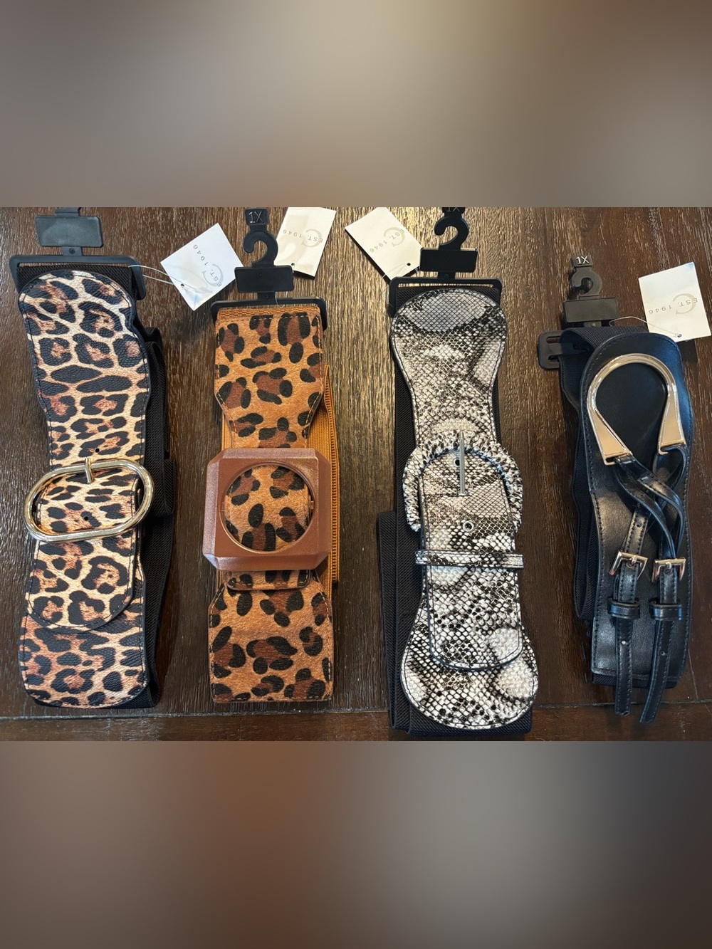 C est 1946 Cato Women’s Size 1X Wide Print Stretch Belt Lot of Four NWT